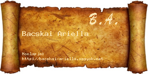 Bacskai Ariella névjegykártya